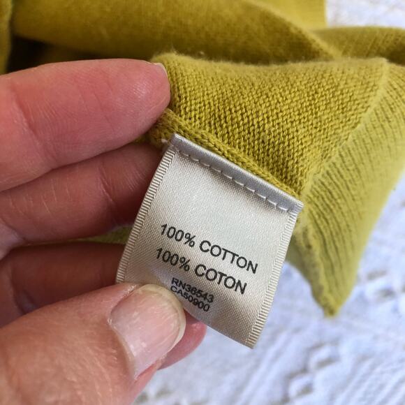 Van Heusen Studio Mustard Yellow Cardigan L 100% Cotton Pockets Minimalist Retro - Picture 7 of 9